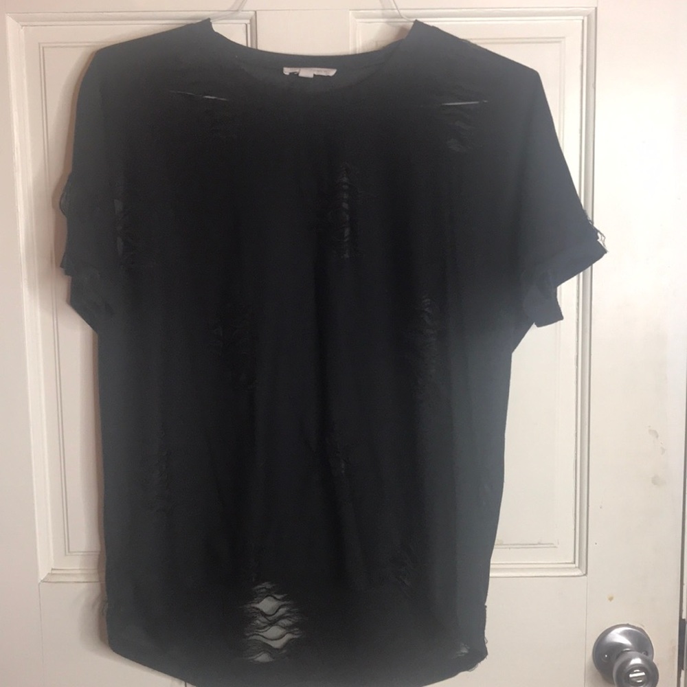 Distressed black tee
